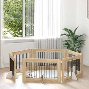 Vrata za pse z stojali 6 pcs Sonoma hrast 100 x 60 cm
