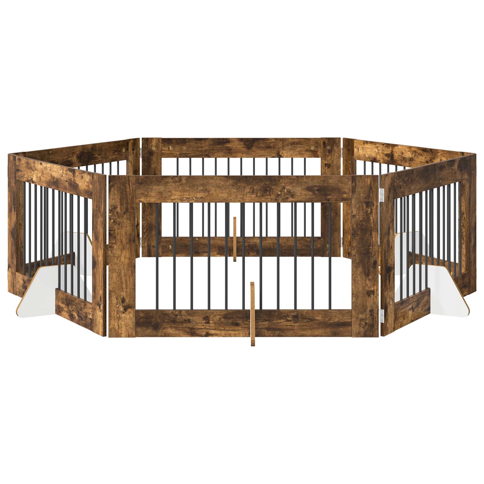 Hondenhekje met standaards 6 pcs Gerookt eiken 100 x 60 cm image 2