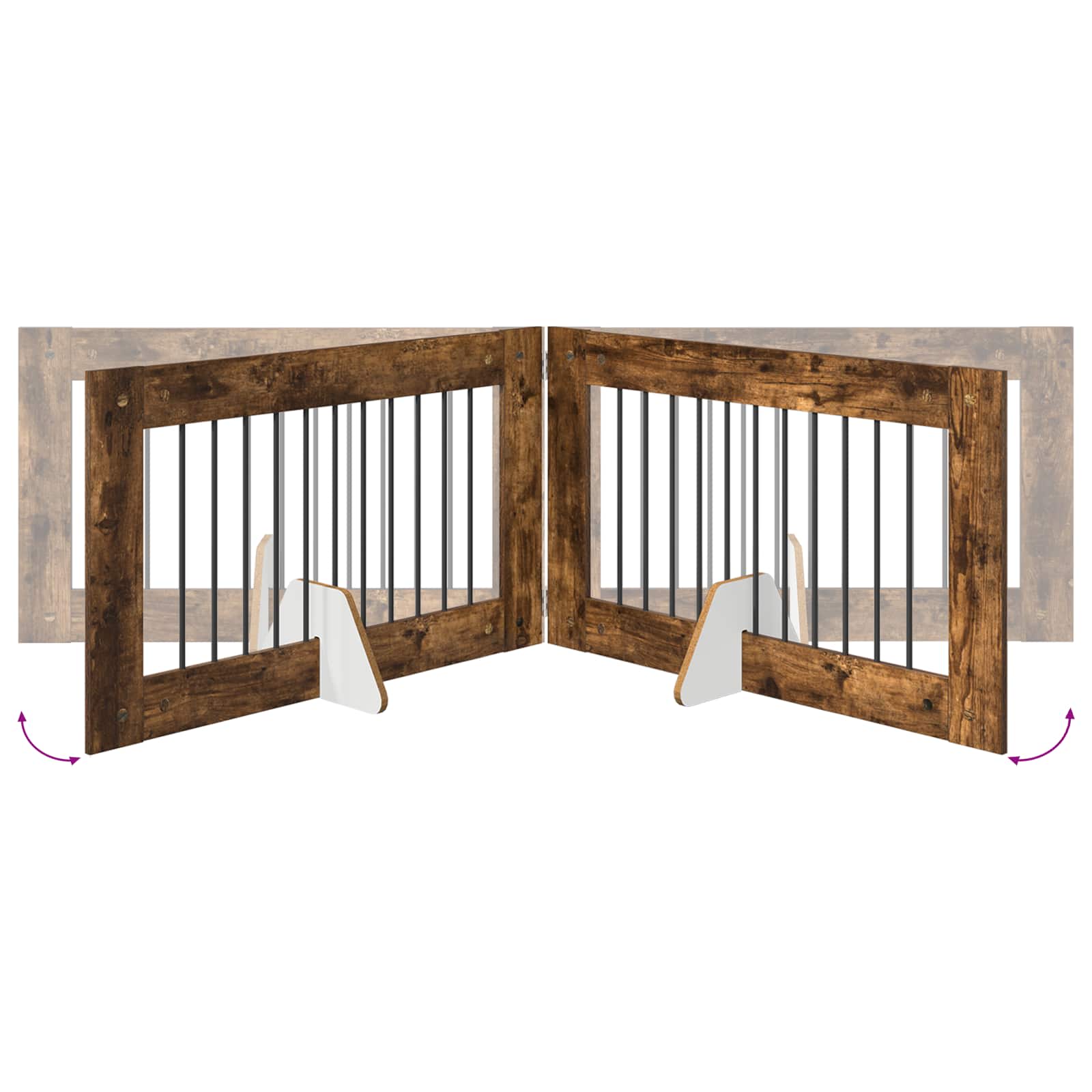 Hondenhekje met standaards 6 pcs Gerookt eiken 100 x 60 cm image 8