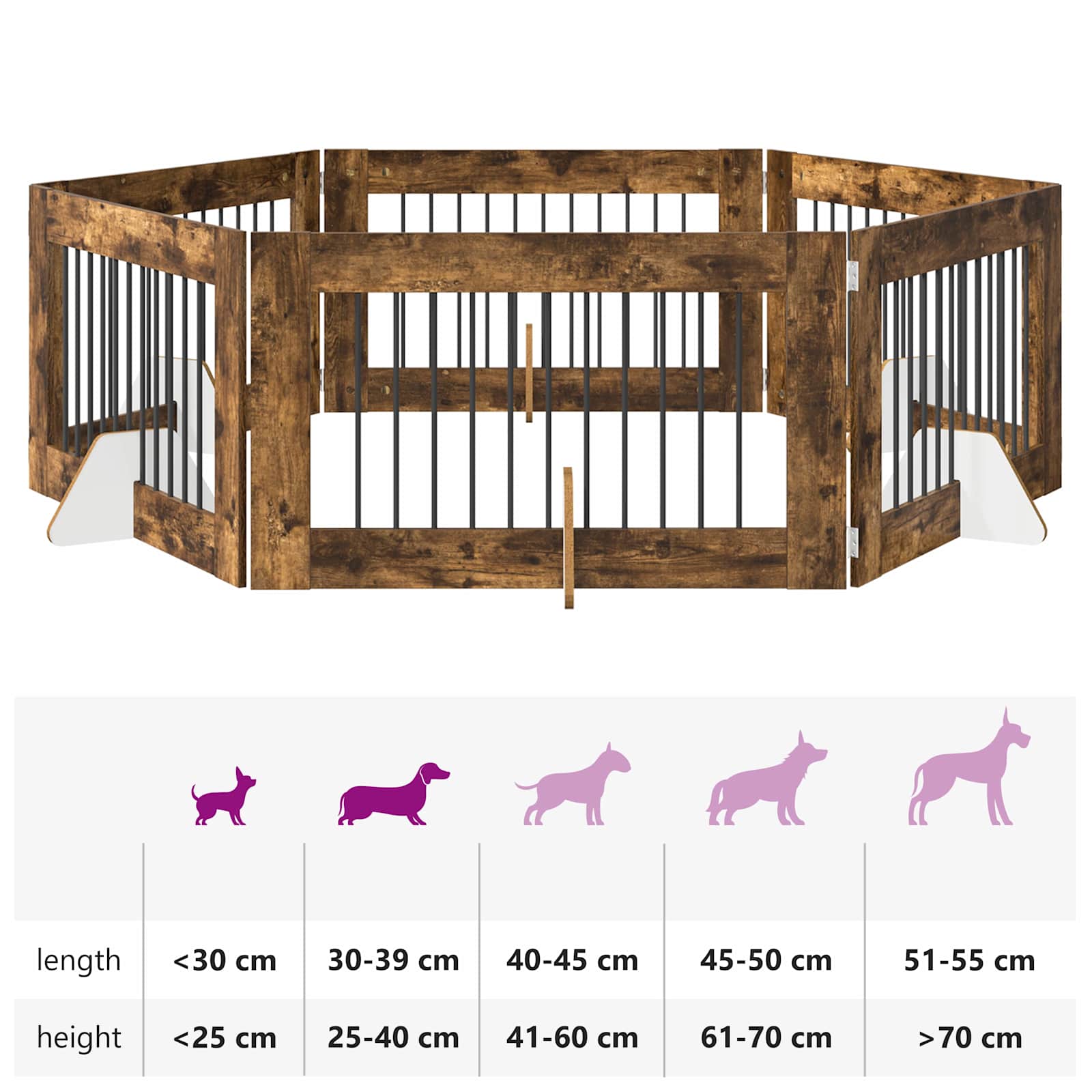 Hondenhekje met standaards 6 pcs Gerookt eiken 100 x 60 cm image 12