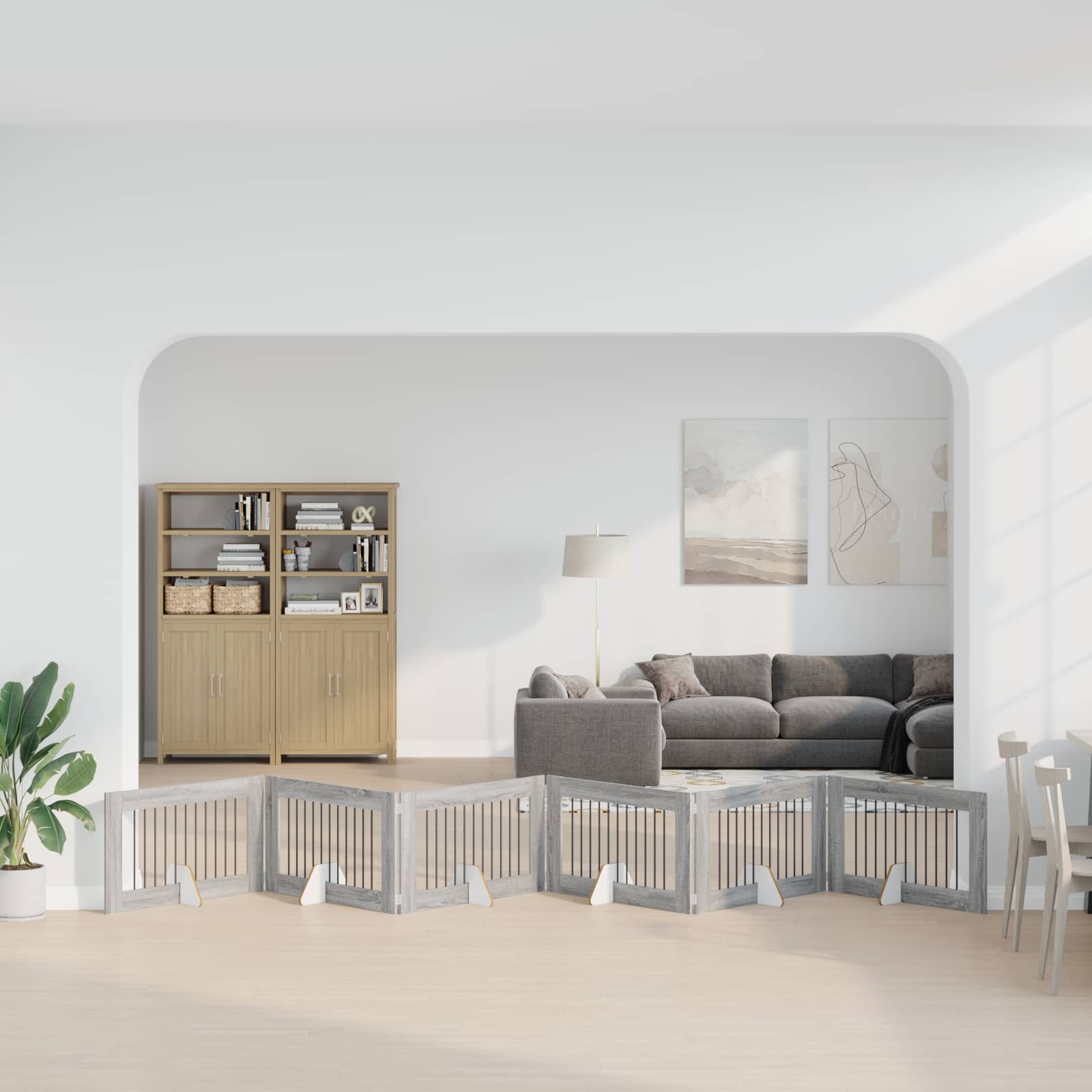 Hondenhekje met standaards 6 pcs Grijs sonoma 100 x 60 cm image 3