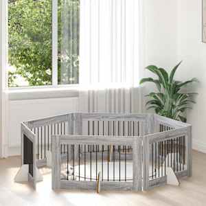 Vrata za pse z stojali 6 pcs Siva Sonoma 100 x 60 cm