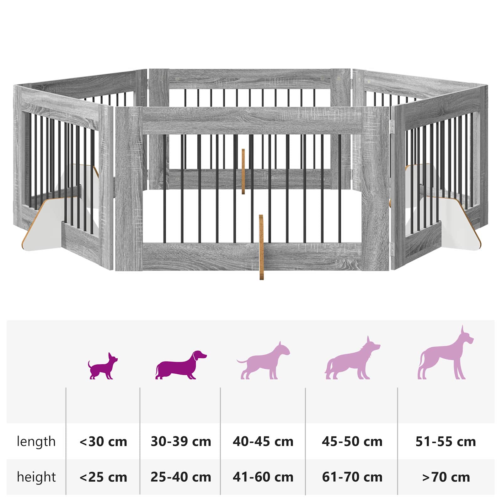 Hondenhekje met standaards 6 pcs Grijs sonoma 100 x 60 cm image 12