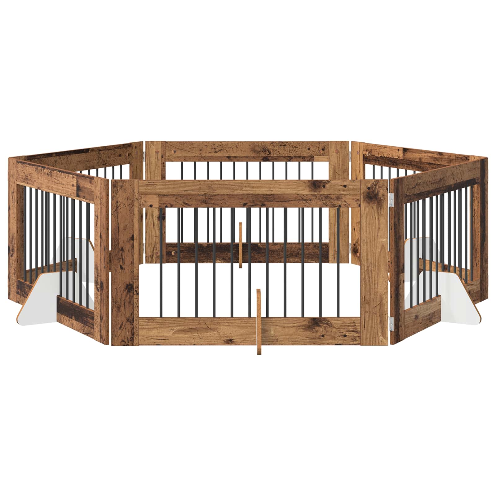 Hondenhekje met standaards 6 pcs Oud hout 100 x 60 cm image 2