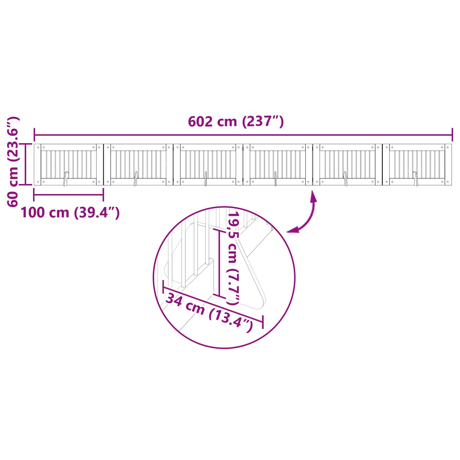 Hondenhekje met standaards 6 pcs Oud hout 100 x 60 cm image 11