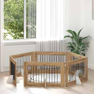 Vrata za pse z stojali 6 pcs Artisan hrast 100 x 60 cm