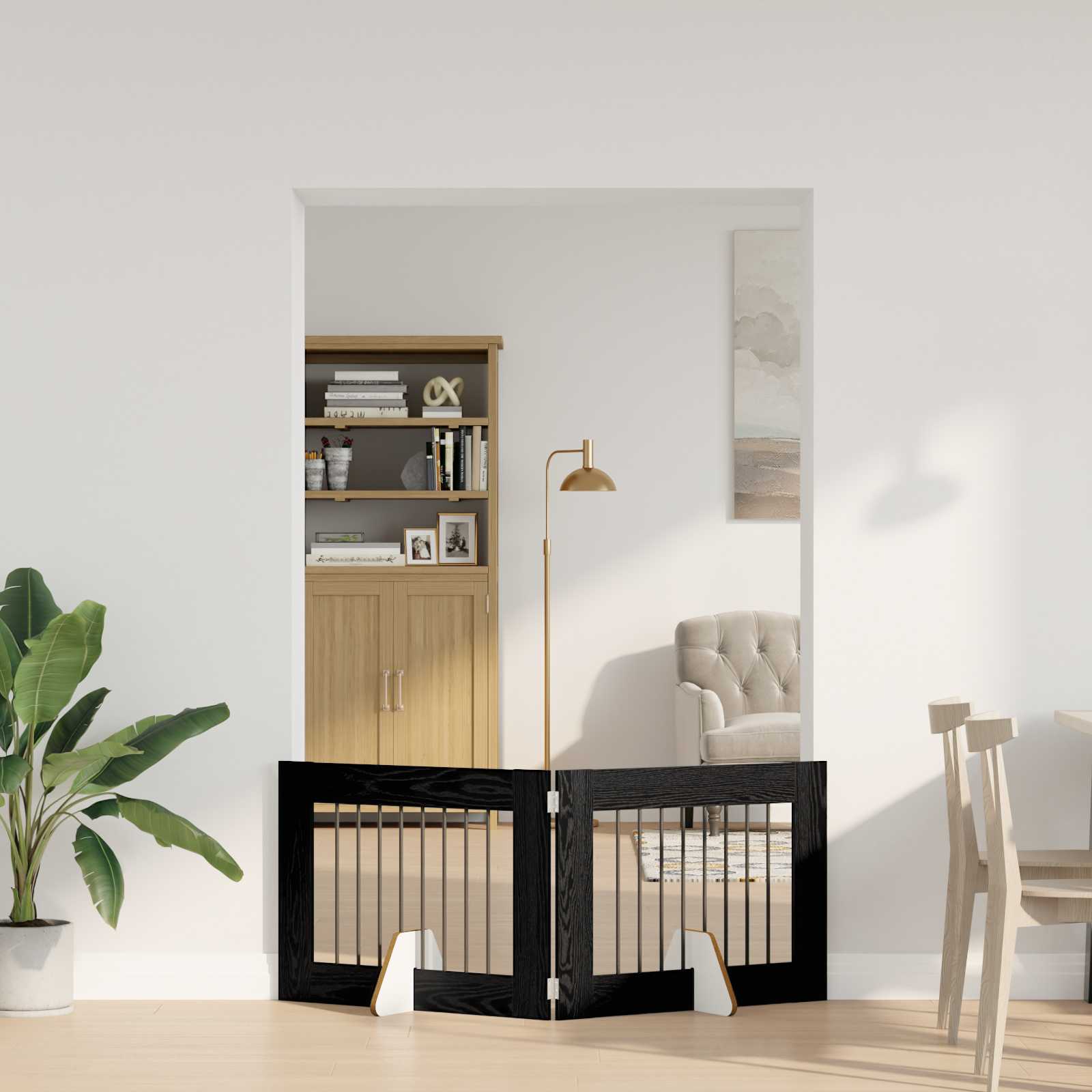 Hondenhekje met standaards 2 pcs Zwart eiken 80 x 60 cm image 3