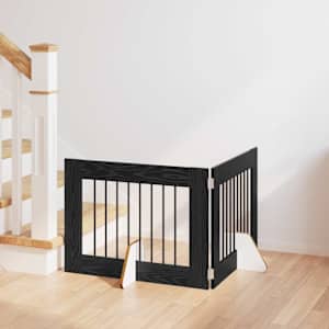 Vrata za pse z stojali 2 pcs Črni hrast 80 x 60 cm