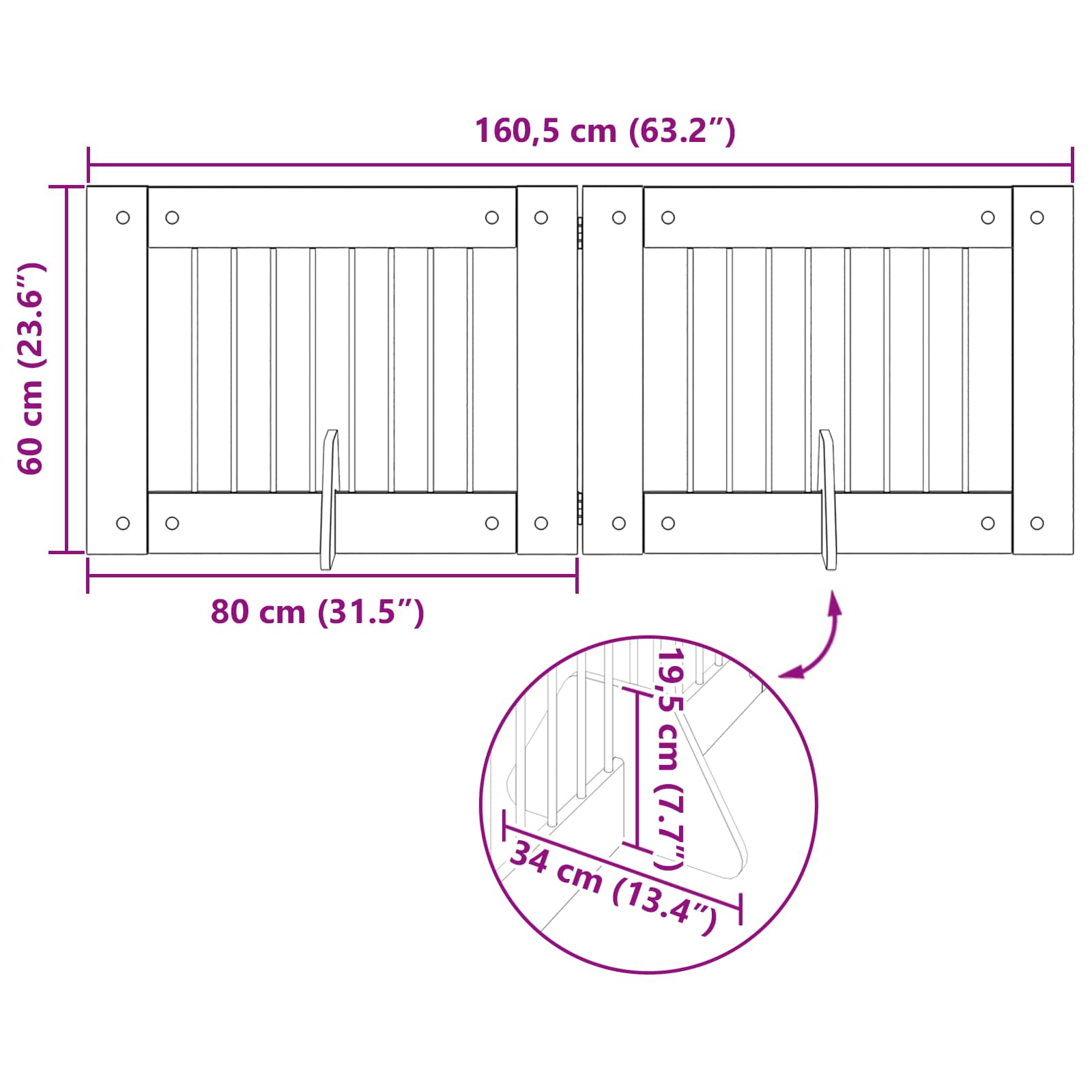 Hondenhekje met standaards 2 pcs Zwart eiken 80 x 60 cm image 10