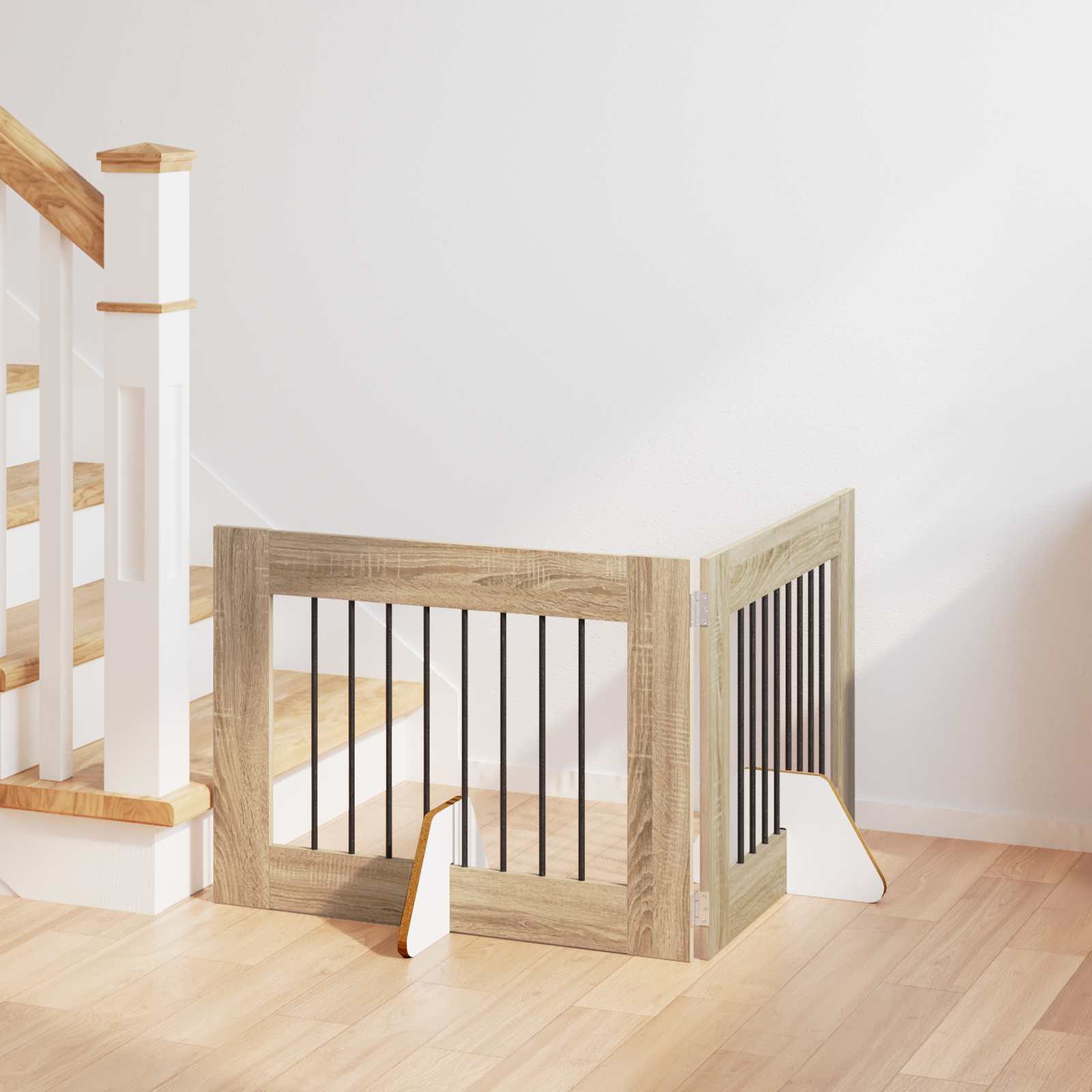 vidaXL Poartă pentru câini cu suporturi 2 pcs Stejar Sonoma 80 x 60 cm