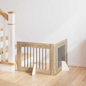 Vrata za pse z stojali 2 pcs Sonoma hrast 80 x 60 cm