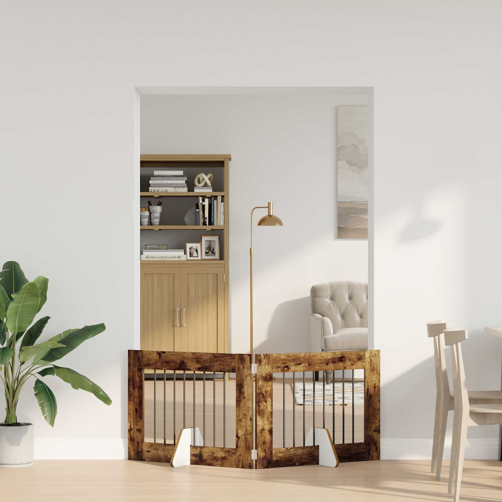 Hondenhekje met standaards 2 pcs Gerookt eiken 80 x 60 cm image 3