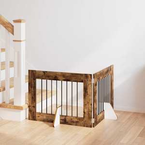 Vrata za pse z stojali 2 pcs Dimljen hrast 80 x 60 cm