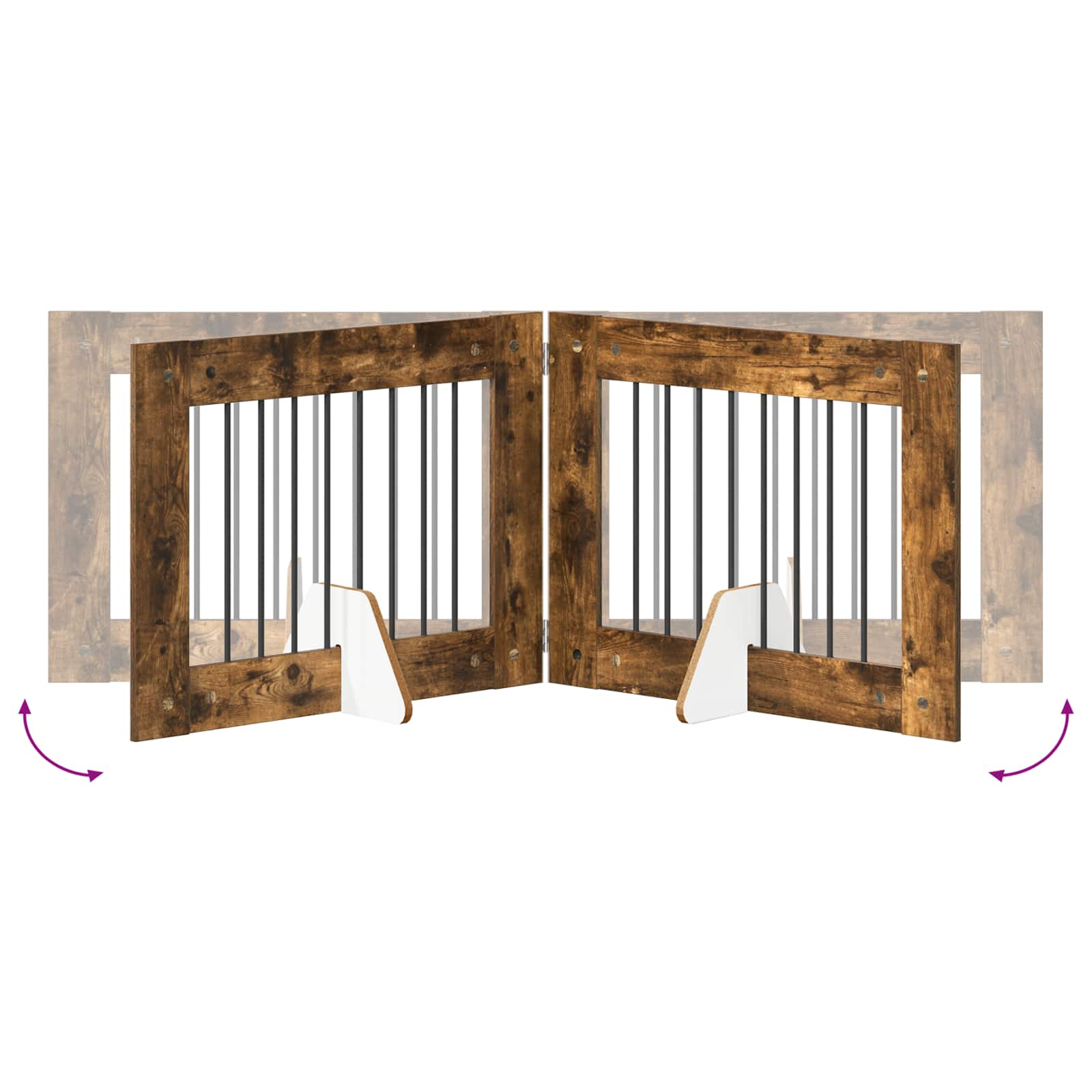 Hondenhekje met standaards 2 pcs Gerookt eiken 80 x 60 cm image 8