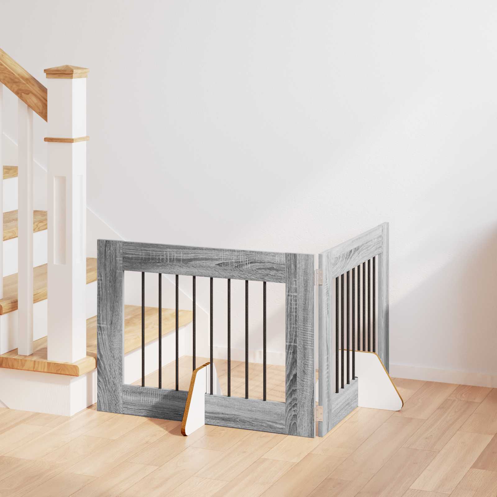 Hondenhekje met standaards 2 pcs Grijs sonoma 80 x 60 cm image 1