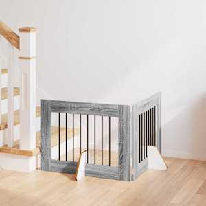 Vrata za pse z stojali 2 pcs Siva Sonoma 80 x 60 cm