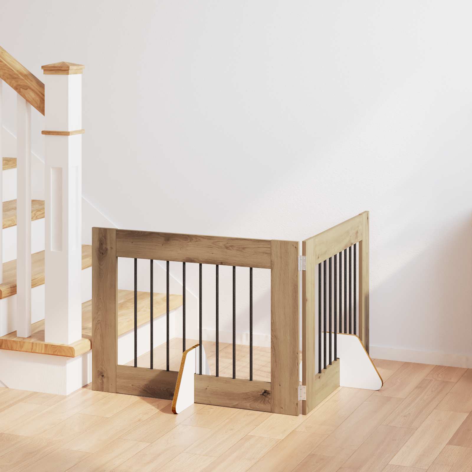 vidaXL Poartă pentru câini cu suporturi 2 pcs Stejar Artizanal