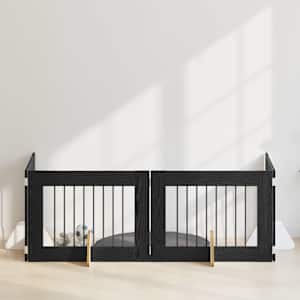 Vrata za pse z stojali 4 pcs Črni hrast 80 x 60 cm