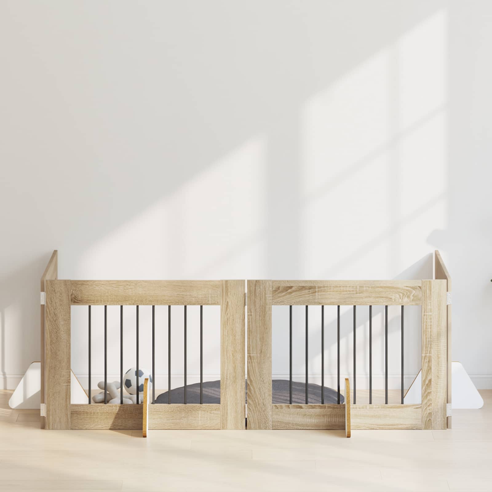 vidaXL Poartă pentru câini cu suporturi 4 pcs Stejar Sonoma 80 x 60 cm