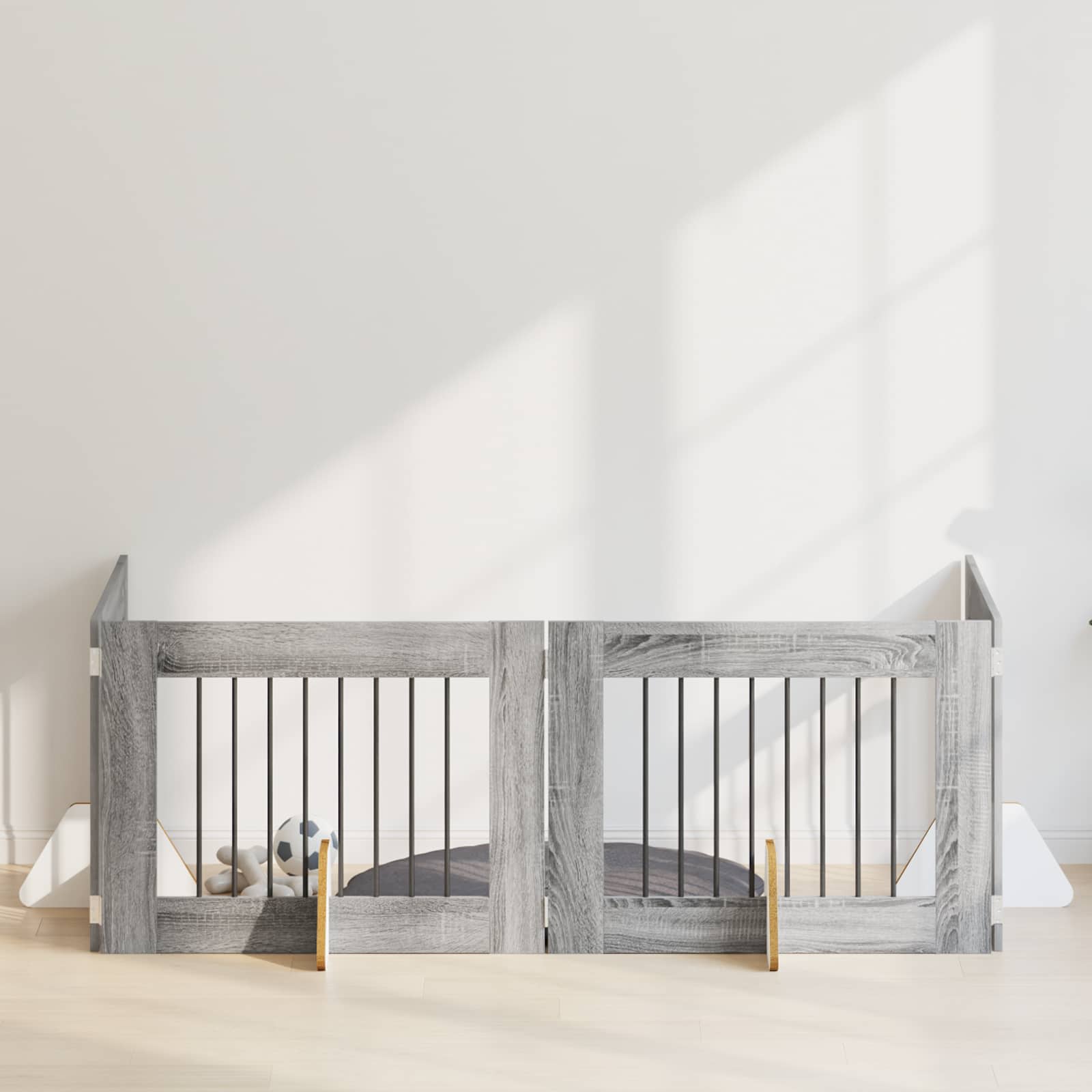 vidaXL Poartă pentru câini cu suporturi 4 pcs Sonoma gri 80 x 60 cm