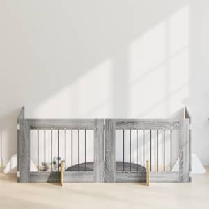 Vrata za pse z stojali 4 pcs Siva Sonoma 80 x 60 cm