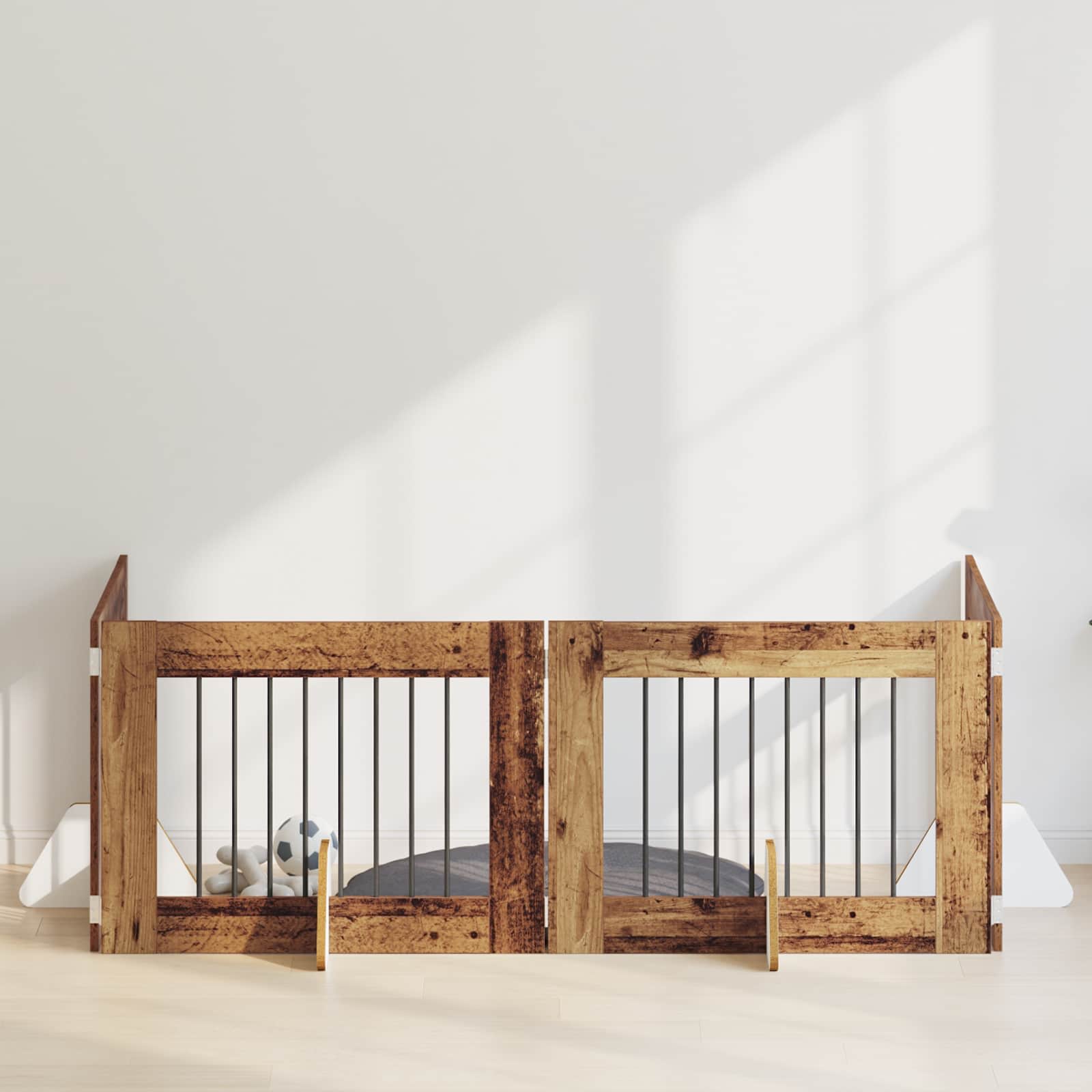 vidaXL Poartă pentru câini cu suporturi 4 pcs Lemn vechi 80 x 60 cm