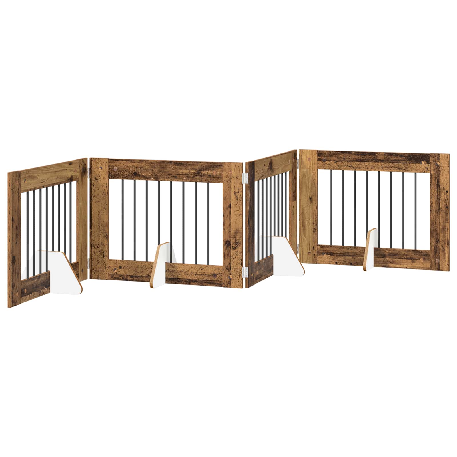 Hondenhekje met standaards 4 pcs Oud hout 80 x 60 cm image 4