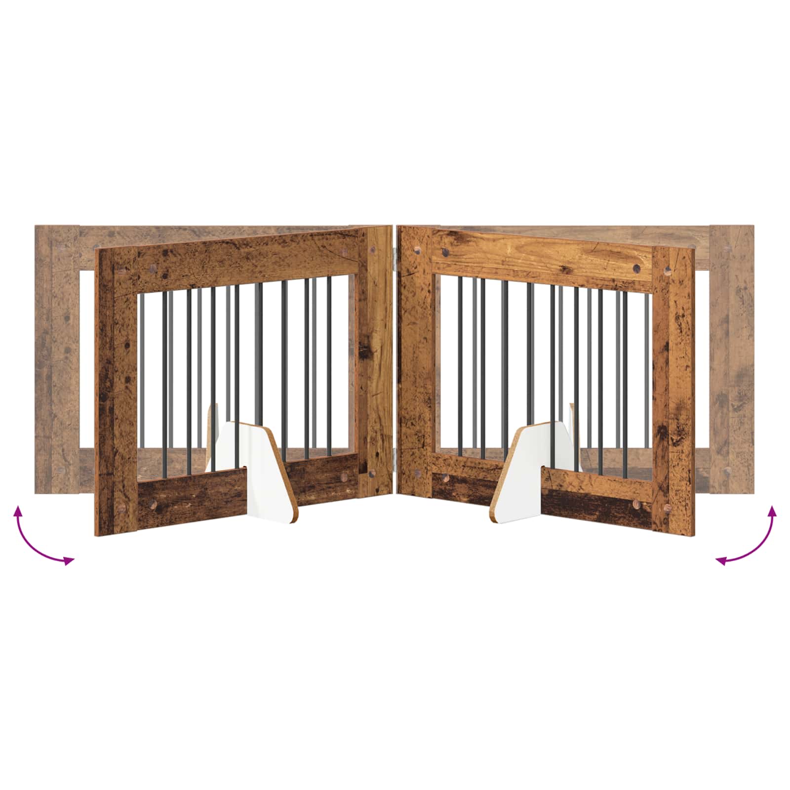 Hondenhekje met standaards 4 pcs Oud hout 80 x 60 cm image 8