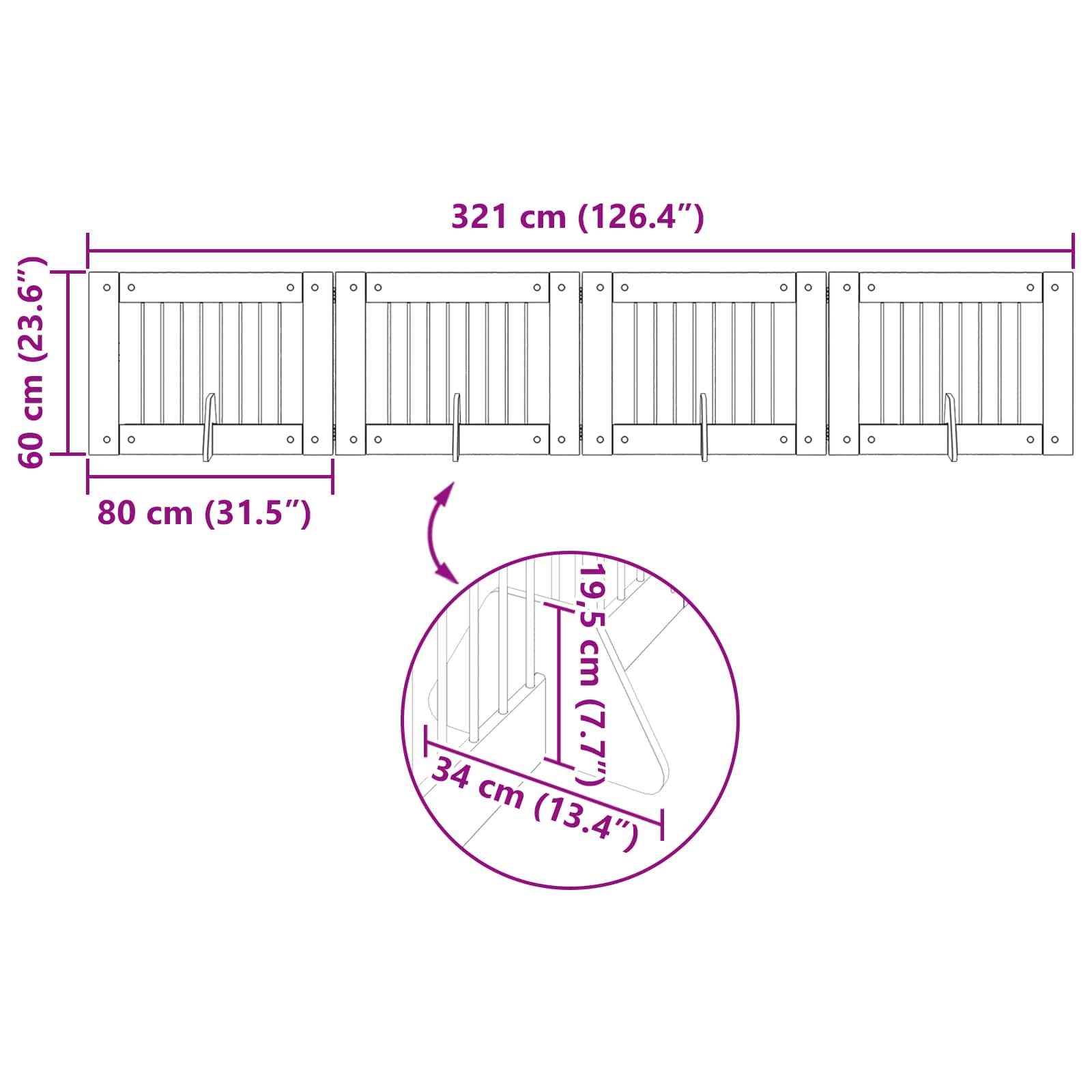 Hondenhekje met standaards 4 pcs Oud hout 80 x 60 cm image 10