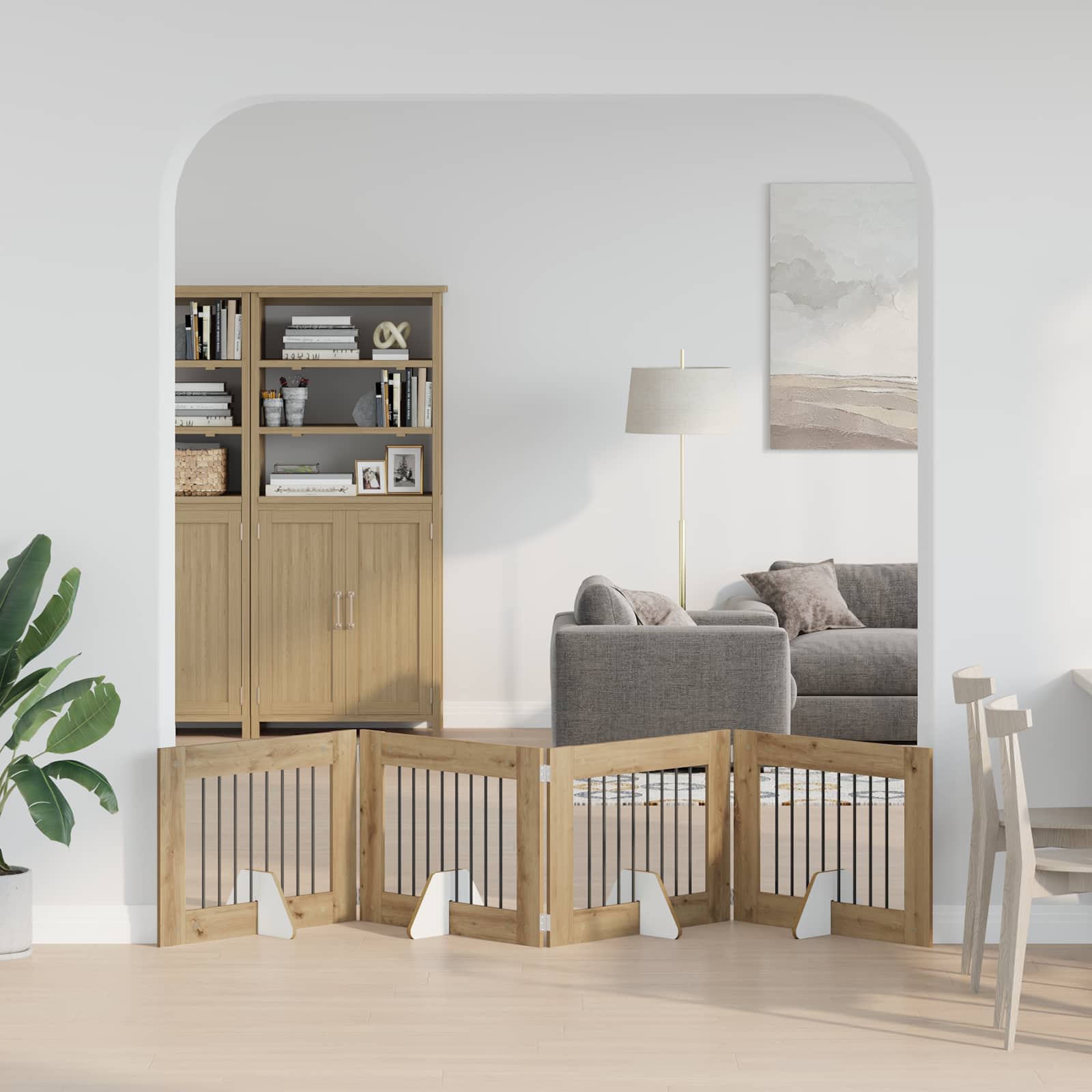 Vrata za pse z stojali 4 pcs Obrtni Hrast 80 x 34 x 60 cm - slika 3