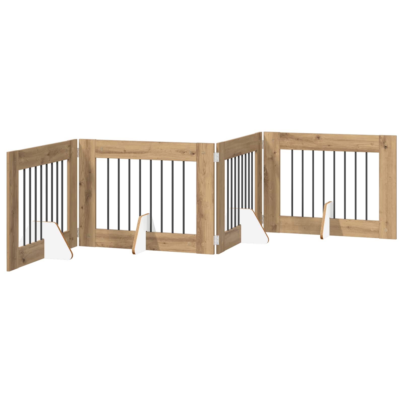vidaXL Skládací psí brána se stojany 4 ks Dub artisan 321 cm