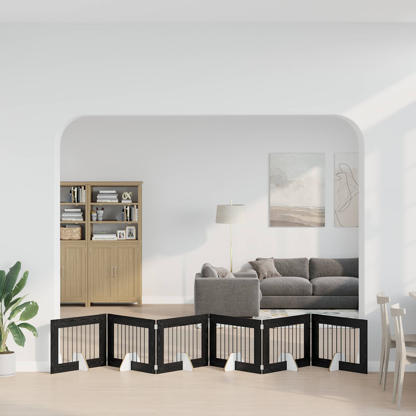 Hondenhekje met standaards 6 pcs Zwart eiken 80 x 60 cm image 3