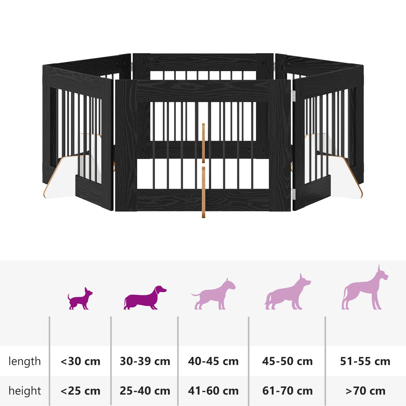 Hondenhekje met standaards 6 pcs Zwart eiken 80 x 60 cm image 12