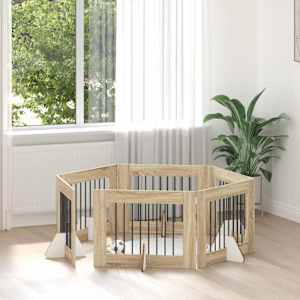 Vrata za pse z stojali 6 pcs Sonoma hrast 80 x 60 cm