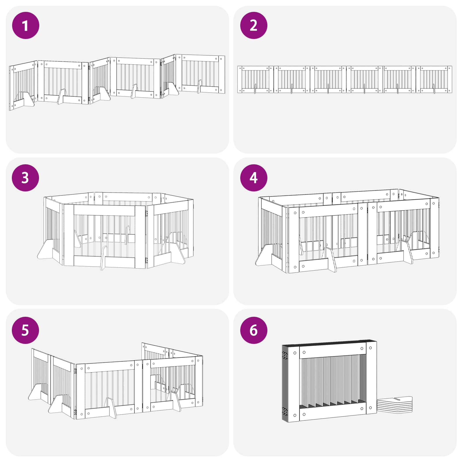 Zložljivo pasje vrata s stojali 6 pcs Sonoma hrast 482 cm - slika 10