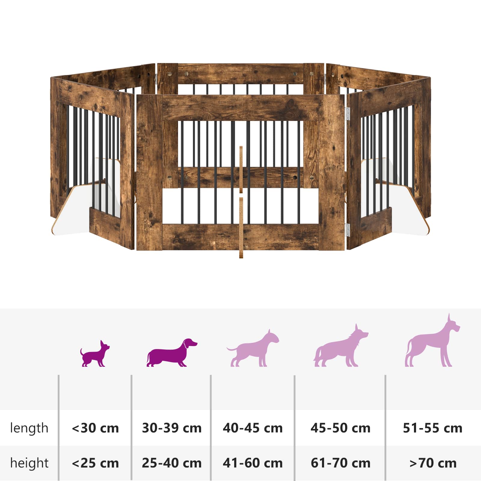 Hondenhekje met standaards 6 pcs Gerookt eiken 80 x 60 cm image 12