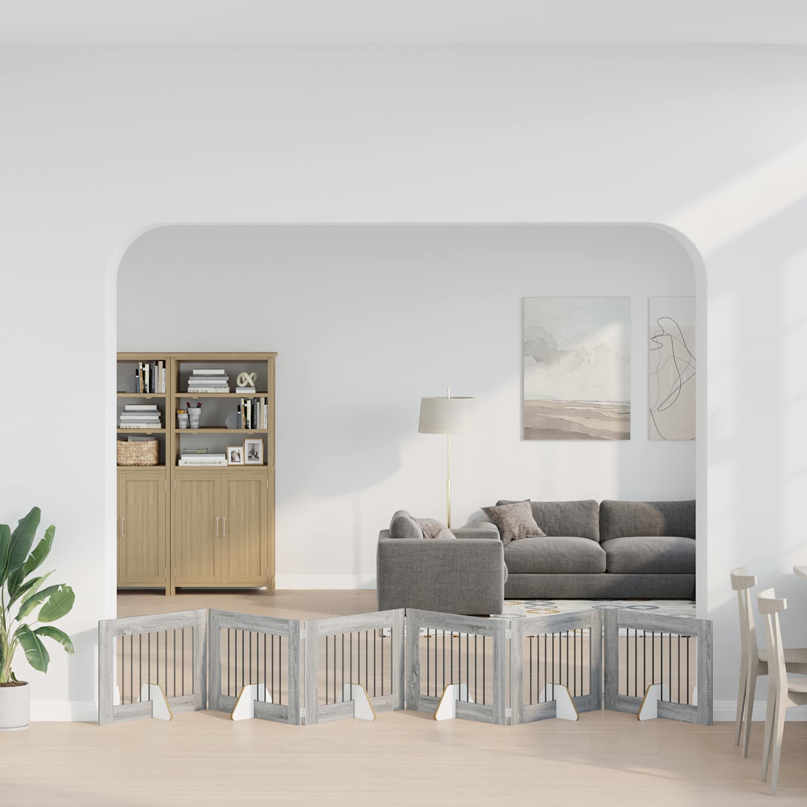 Hondenhekje met standaards 6 pcs Grijs sonoma 80 x 60 cm image 3