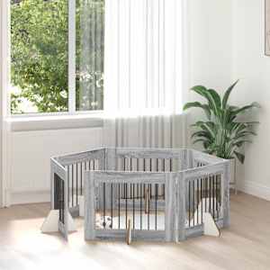 Vrata za pse z stojali 6 pcs Siva Sonoma 80 x 60 cm