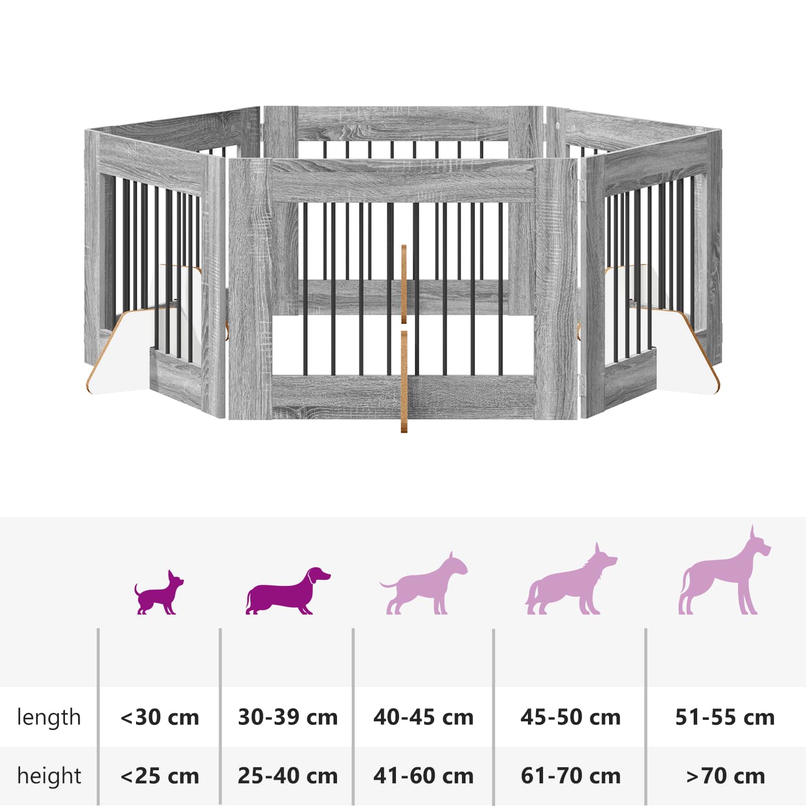 Hondenhekje met standaards 6 pcs Grijs sonoma 80 x 60 cm image 12