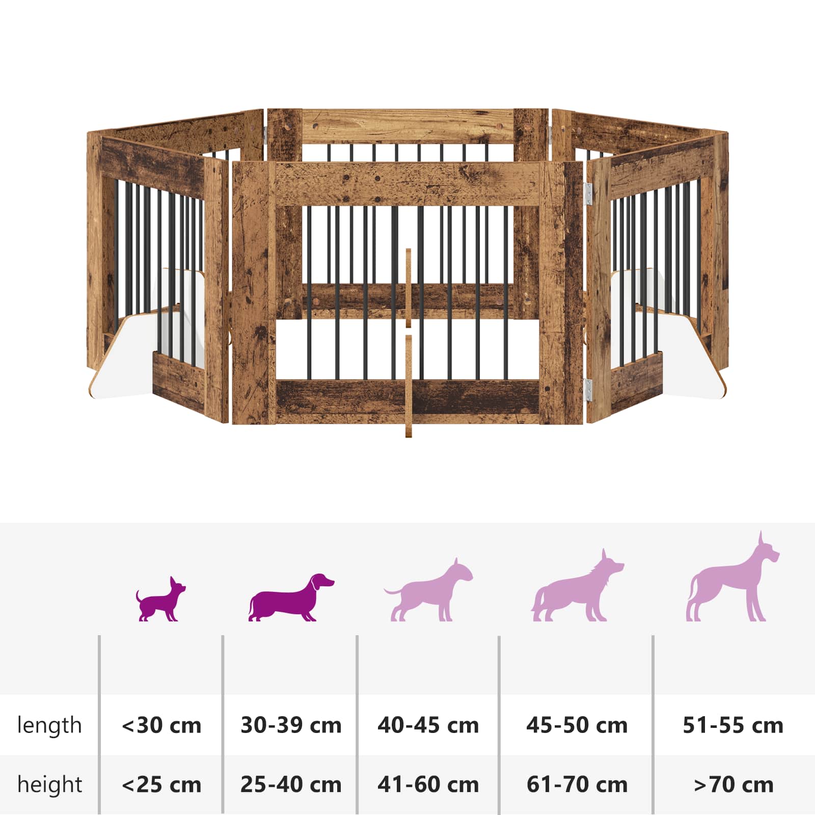 Hondenhekje met standaards 6 pcs Oud hout 80 x 60 cm image 12