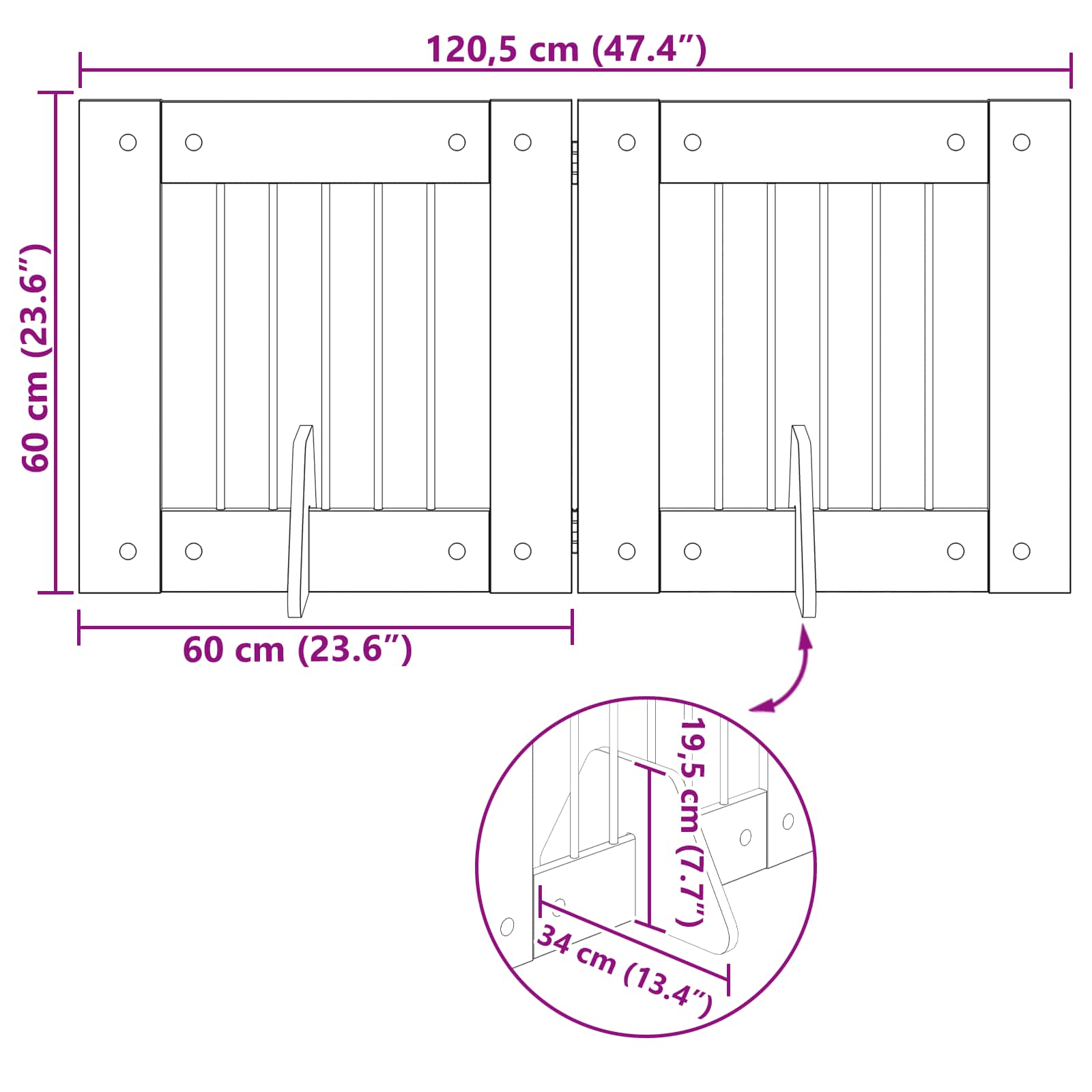 Hondenhekje met standaards 2 pcs Zwart eiken 60 x 60 cm image 10