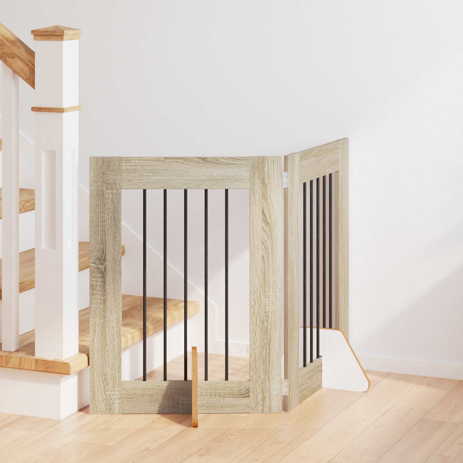 vidaXL Poartă pentru câini cu suporturi 2 pcs Stejar Sonoma 60 x 60 cm