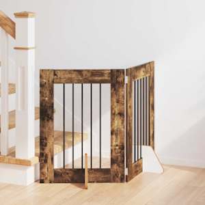 Vrata za pse z stojali 2 pcs Dimljen hrast 60 x 60 cm