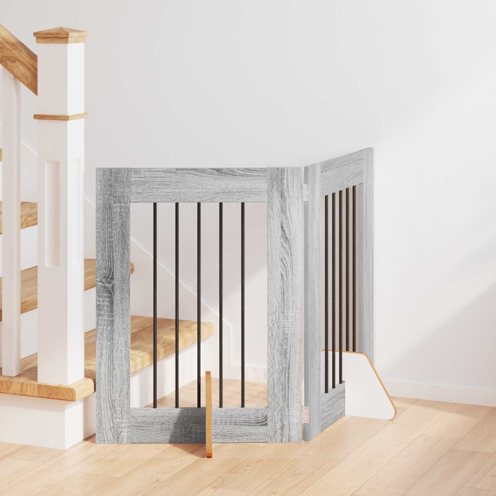 vidaXL Poartă pentru câini cu suporturi 2 pcs Sonoma gri 60 x 60 cm