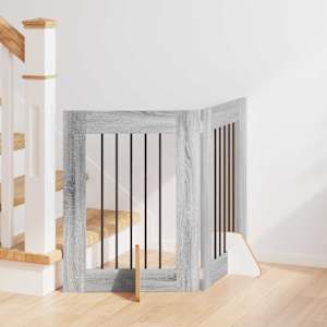 Vrata za pse z stojali 2 pcs Siva Sonoma 60 x 60 cm