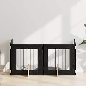 Vrata za pse z stojali 4 pcs Črni hrast 60 x 60 cm