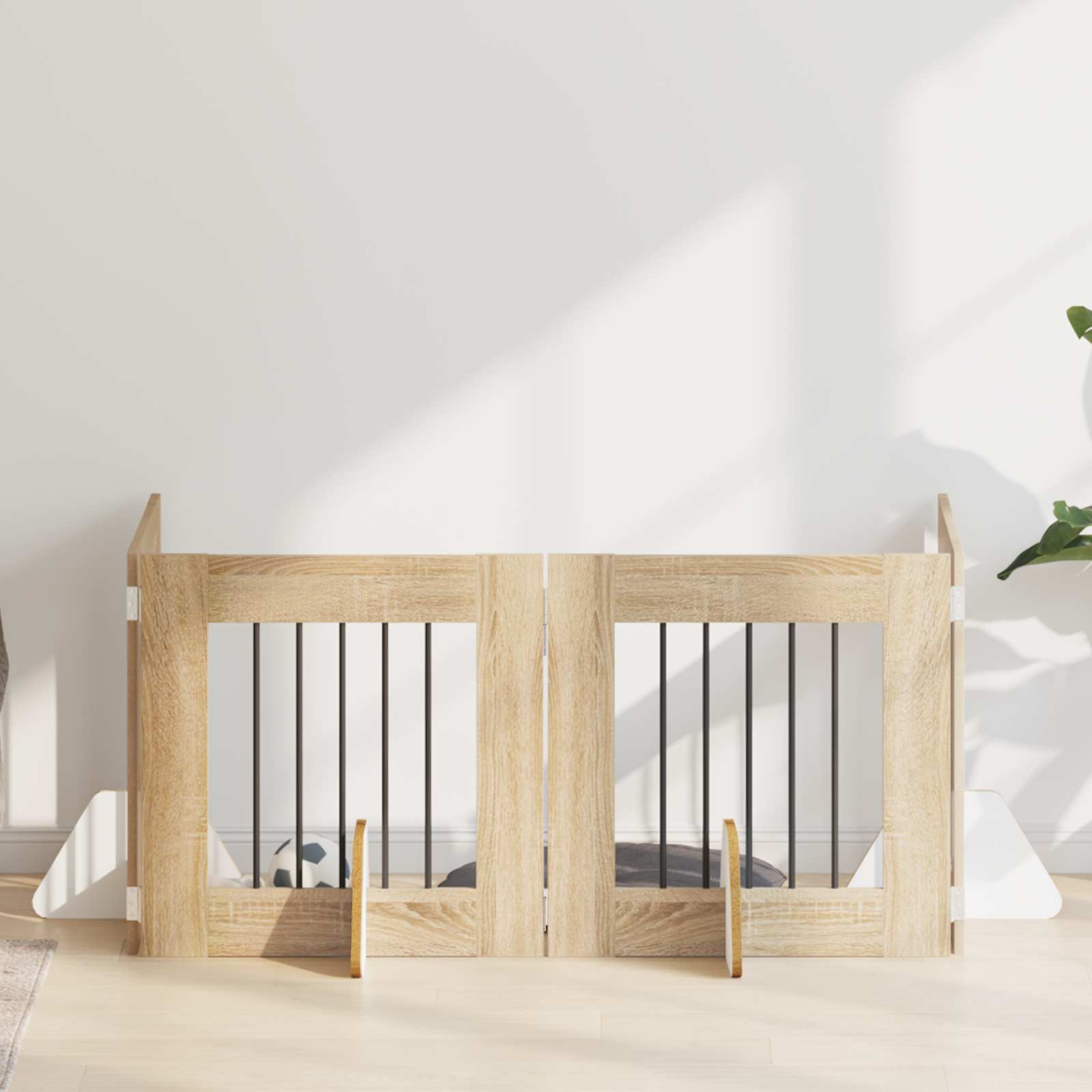 vidaXL Poartă pentru câini cu suporturi 4 pcs Stejar Sonoma 60 x 60 cm