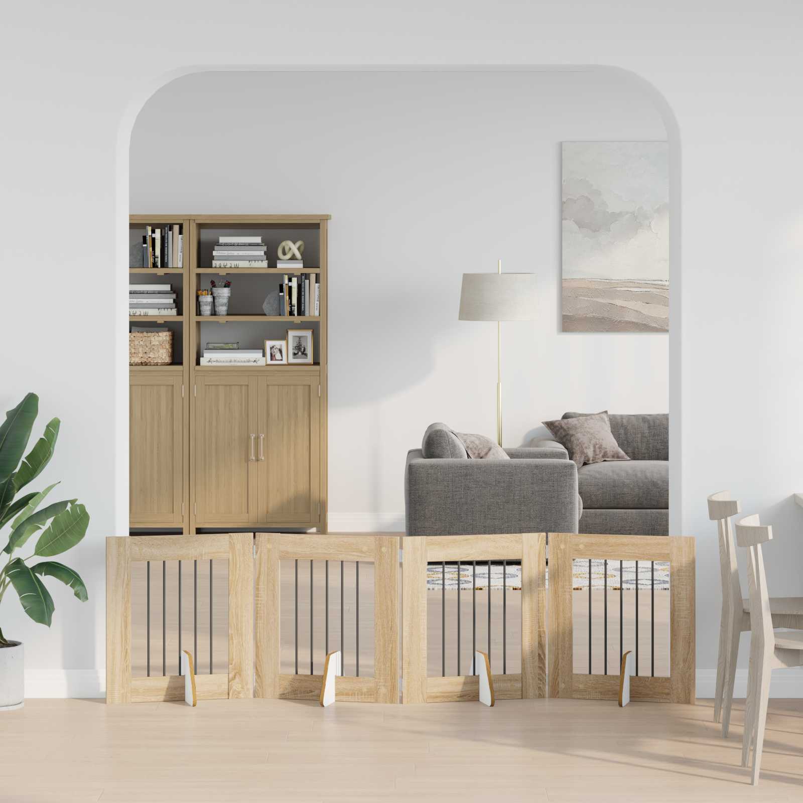 Vrata za pse z stojali 4 pcs Sonoma hrast 60 x 60 cm - slika 3