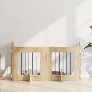 Vrata za pse z stojali 4 pcs Sonoma hrast 60 x 60 cm