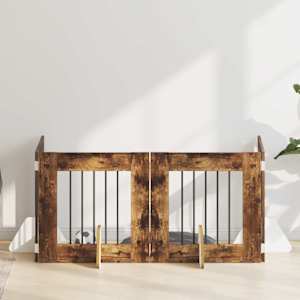 Vrata za pse z stojali 4 pcs Dimljen hrast 60 x 60 cm